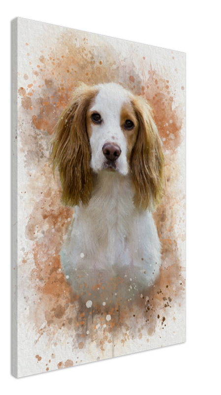 Personalised Watercolour Pet Portrait on Rectangular Canvas