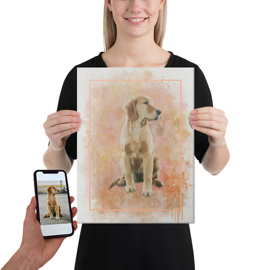 Personalised Watercolour Pet Portrait on Rectangular Canvas