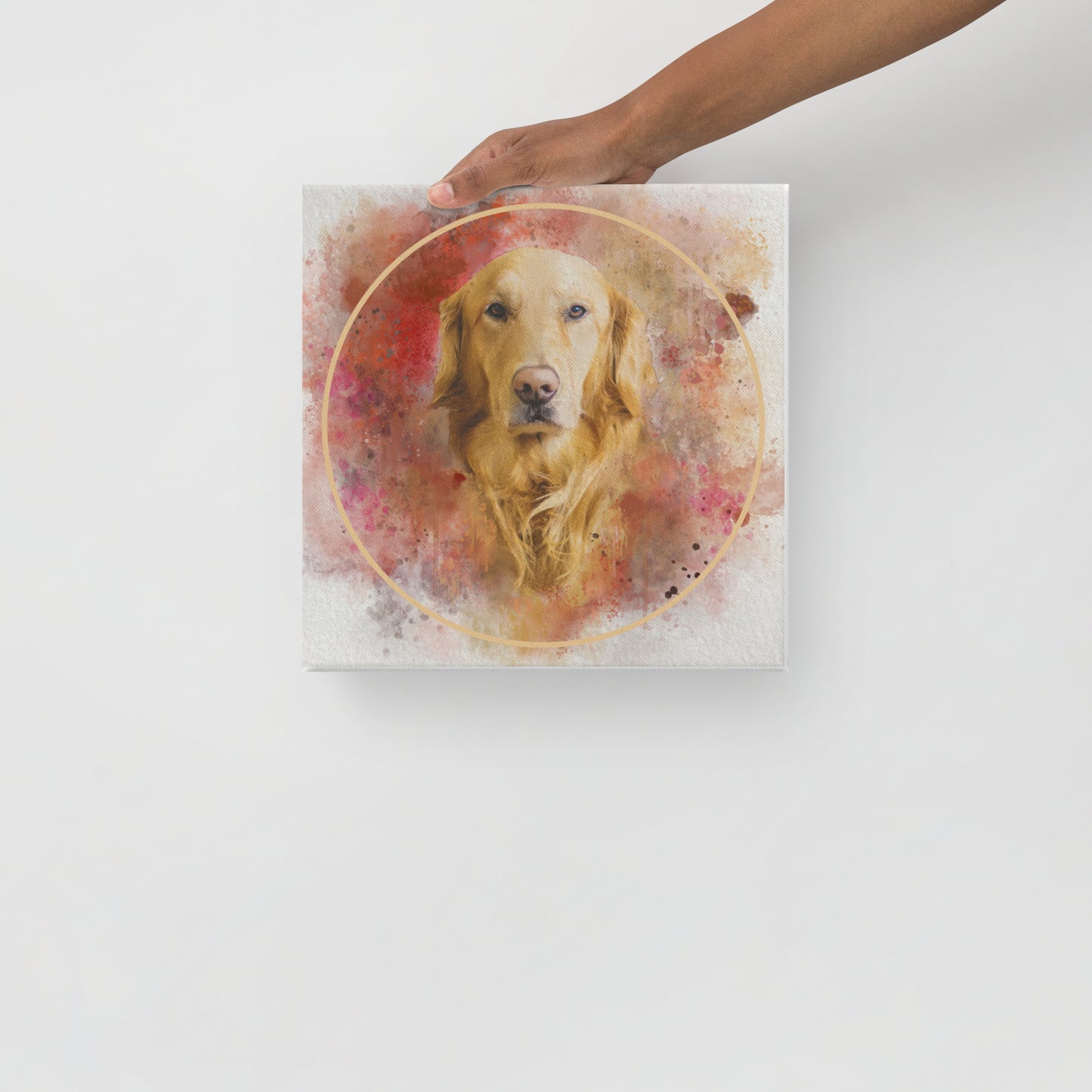 Personalised Watercolour Pet Portrait on Square Canvas