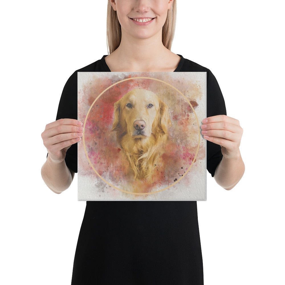 Personalised Watercolour Pet Portrait on Square Canvas